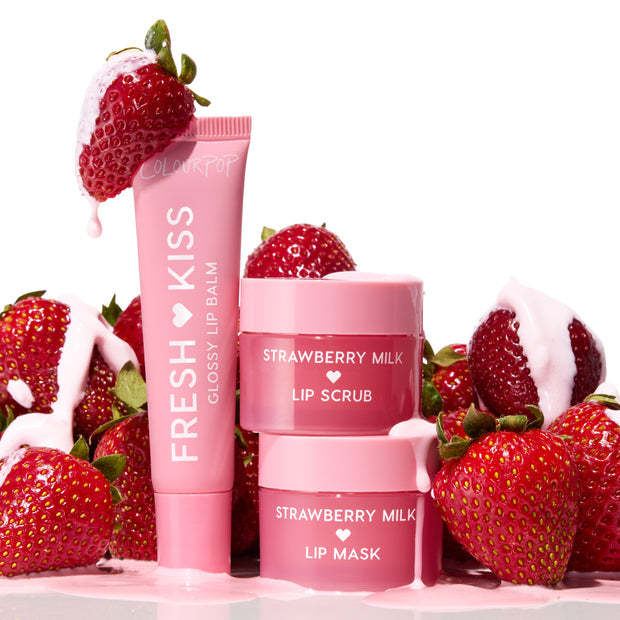 Colourpop | Fresh Kiss Lip Scrub, Mask + Balm Set | Strawberry Milk