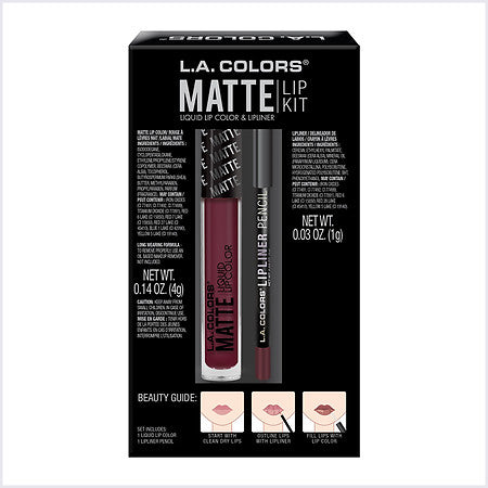 L.A. Colors | 2 Piece Matte Liquid Lip Kit | Vamp'd Out